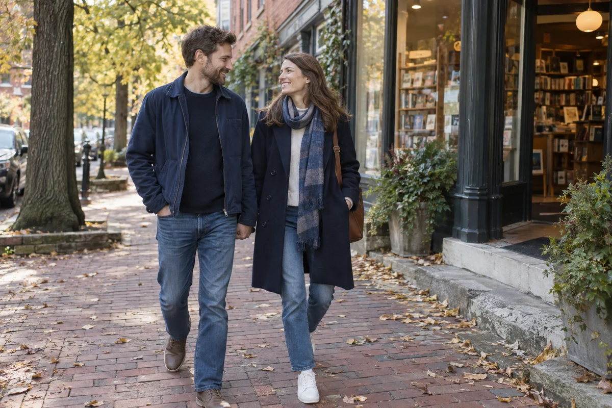 A couple enjoying time together outdoors in a United States-inspired setting